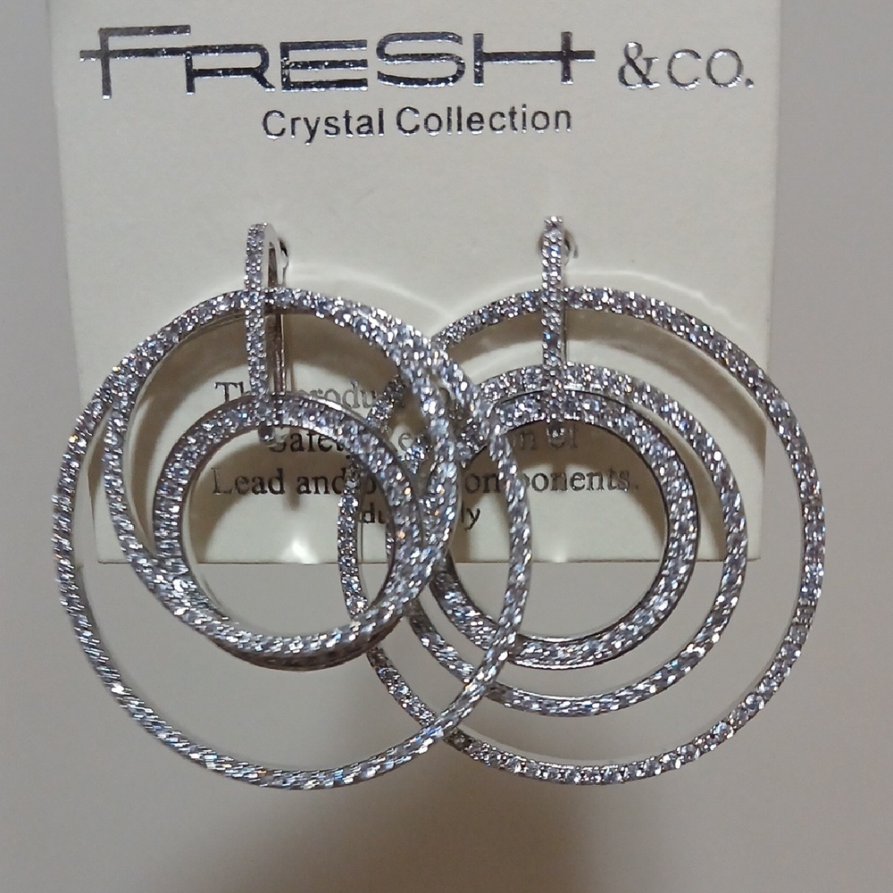 Stunning Silver Triple Hoop Earrings